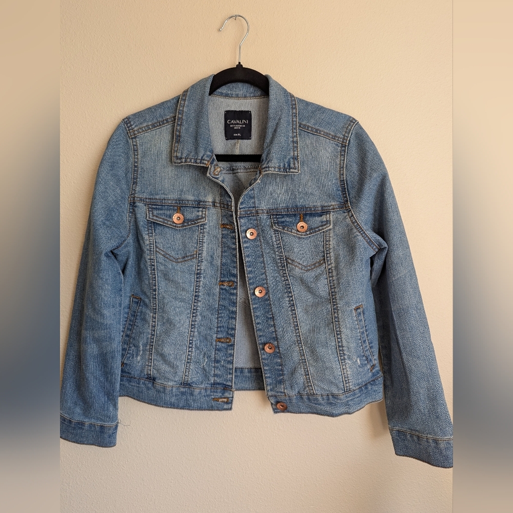 Cavalini Blue Jean Jacket Classic Denim Style Size PL